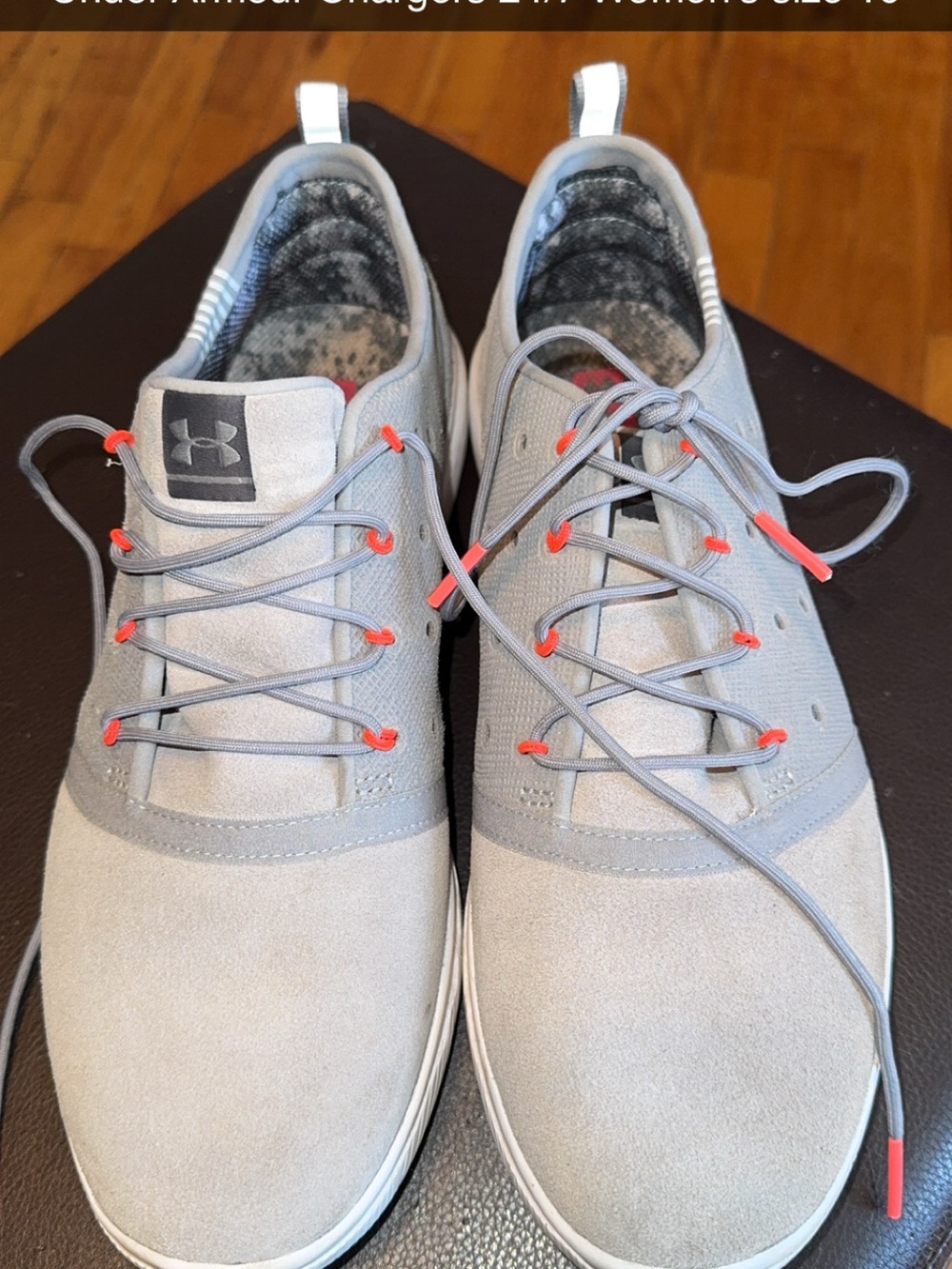 Under Armour Light Gray Athletic Sneakers with Coral Accent Eyelets